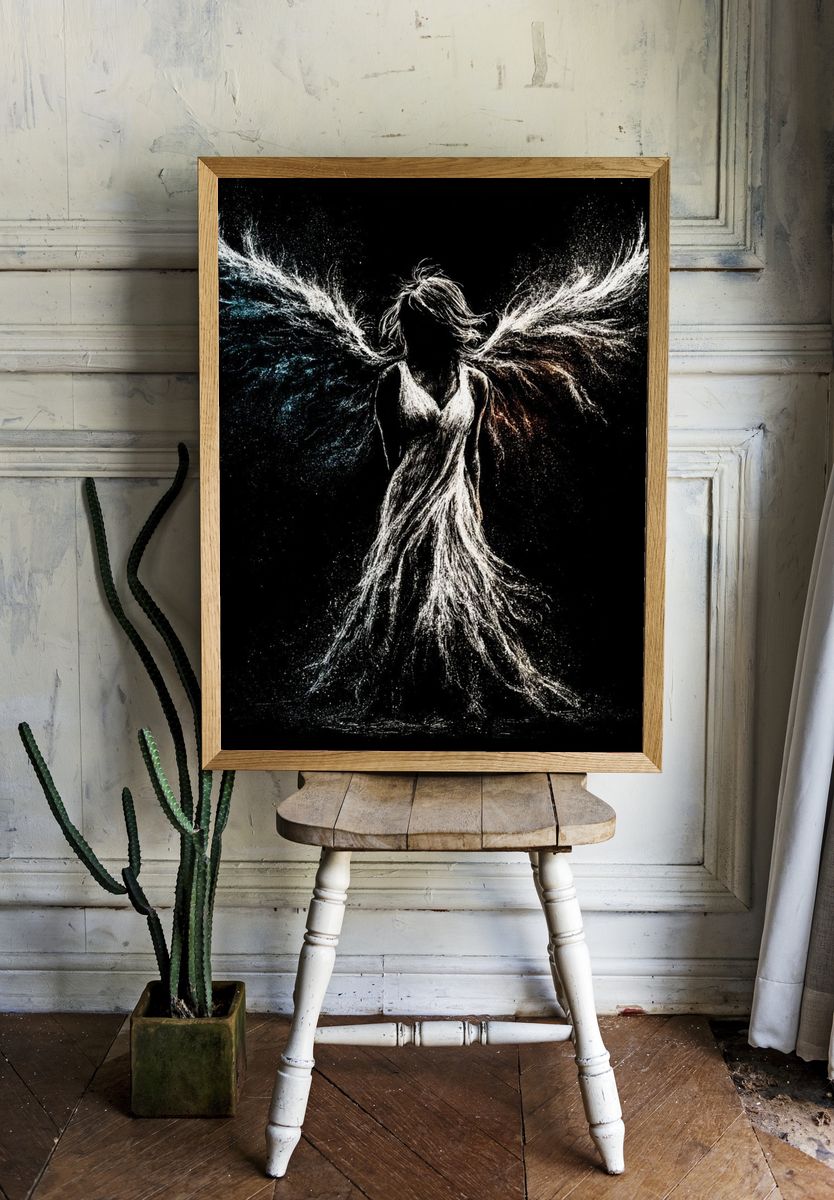 Winged Figure — Surreal Print. room preview