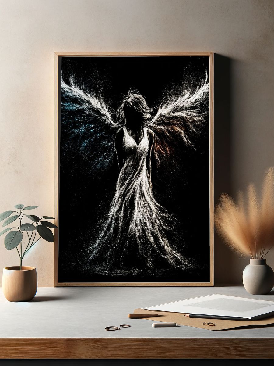 Winged Figure — Surreal Print. — room view 2