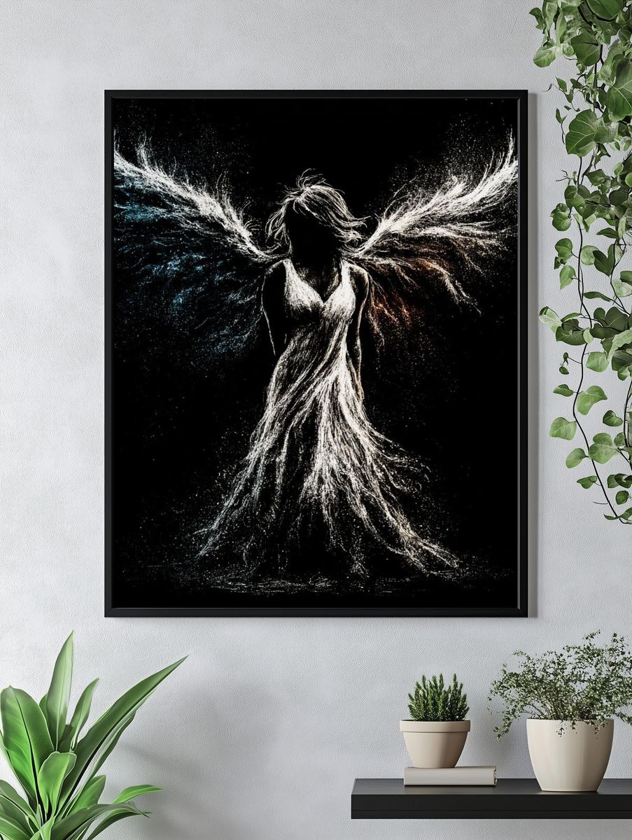 Winged Figure — Surreal Print. — room view 4