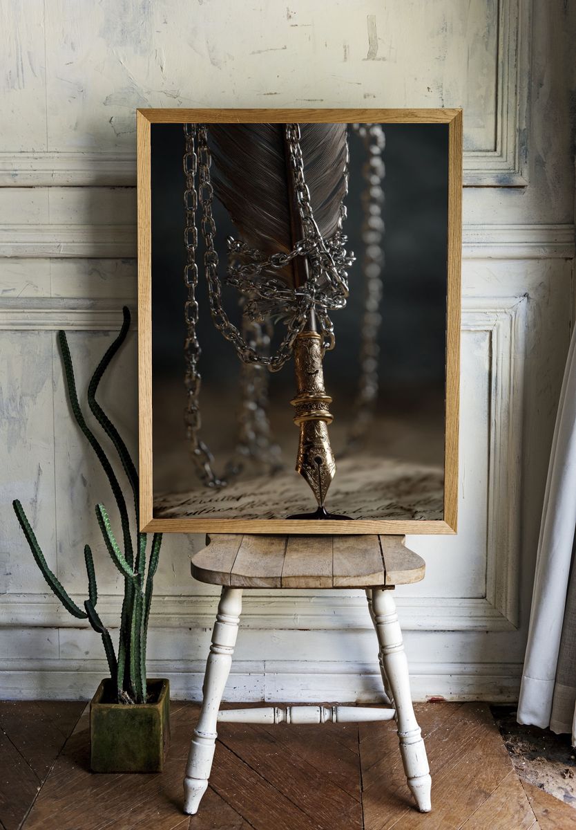 Quill and Chains Surrealism Print. — room view 1