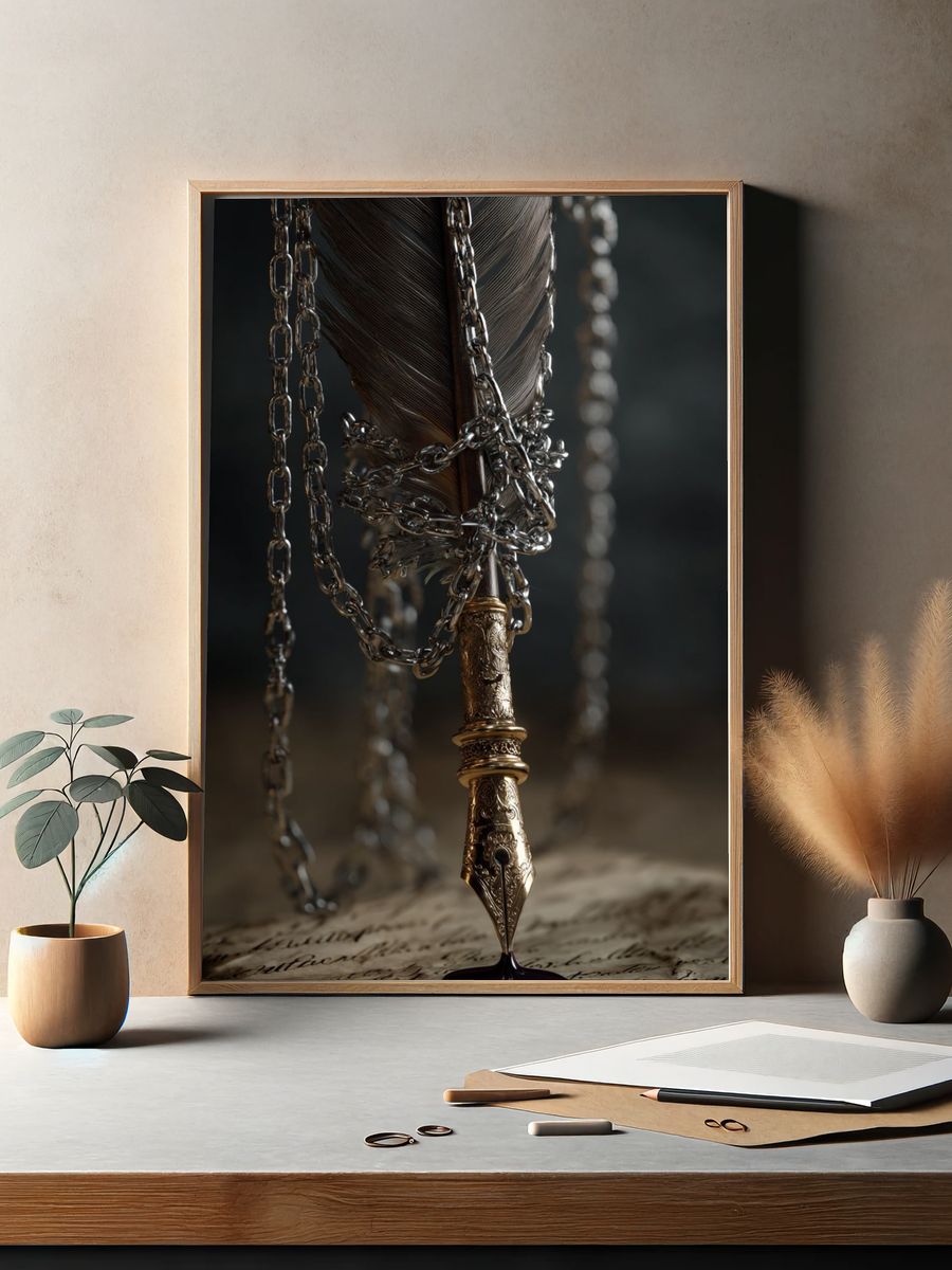 Quill and Chains Surrealism Print. — room view 2