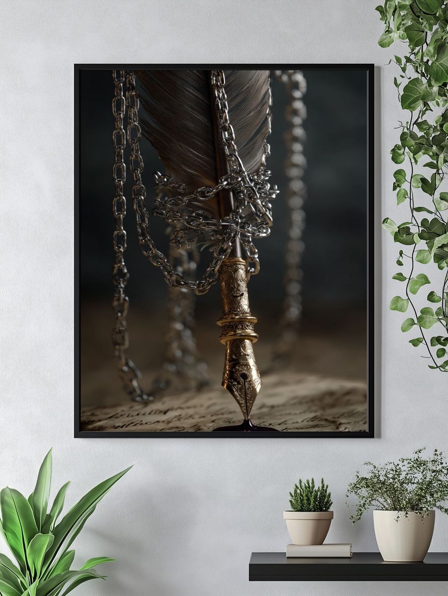 Quill and Chains Surrealism Print. — room view 4
