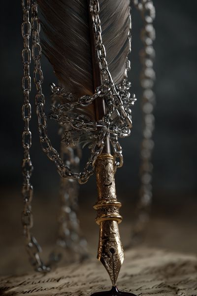 Quill and Chains Surrealism Print. poster