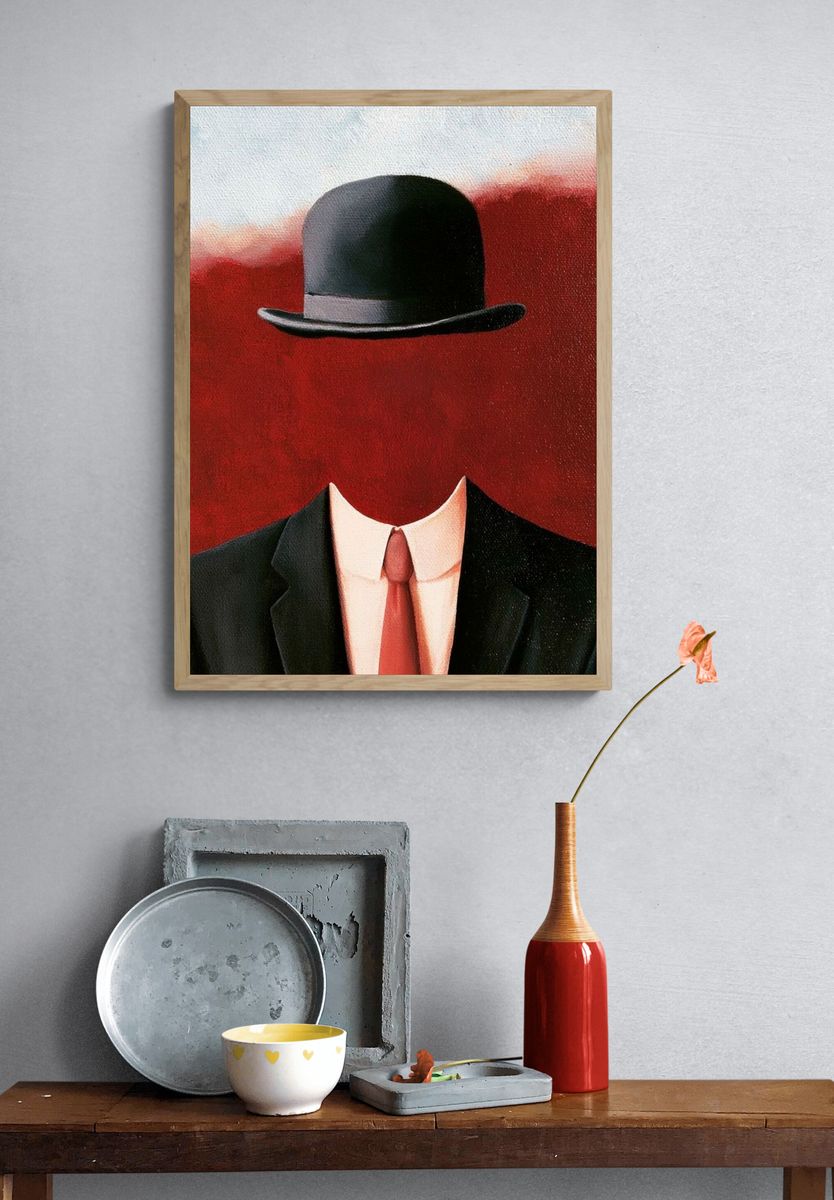 Headless Bowler Hat Surrealism Print. — room view 3