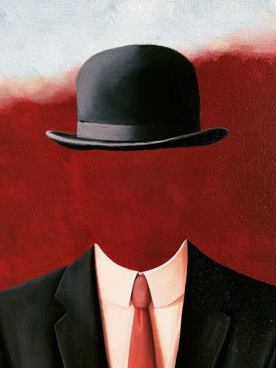 Headless Bowler Hat Surrealism Print.
