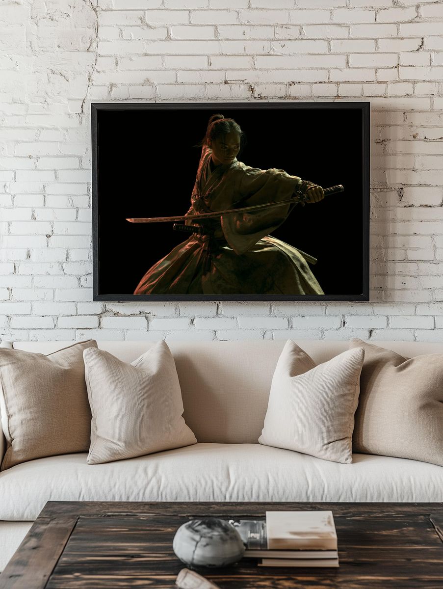 Samurai Warrior Portrait Print. — room view 1
