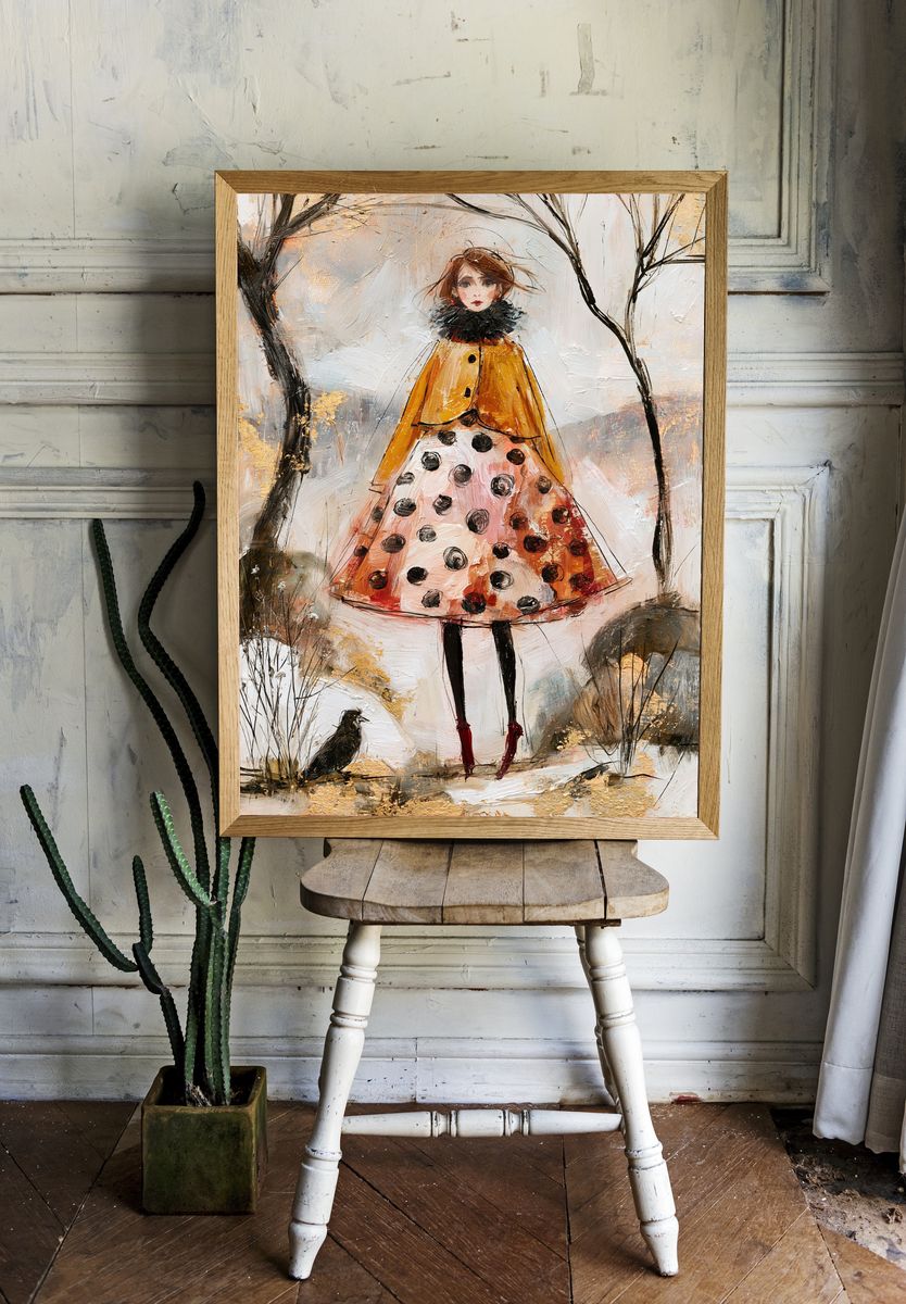 Girl in Autumn Forest Fine-Art Poster. room preview