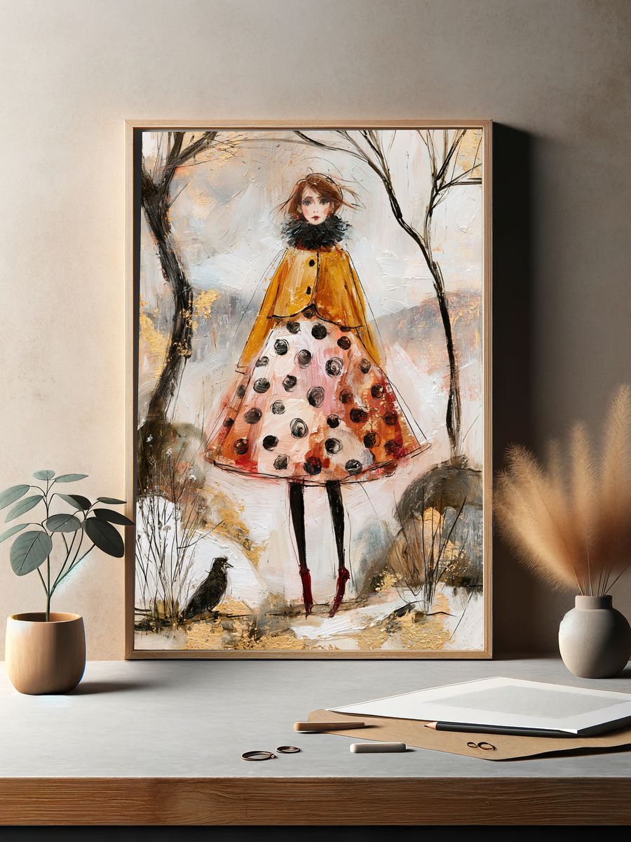 Girl in Autumn Forest Fine-Art Poster. — room view 2