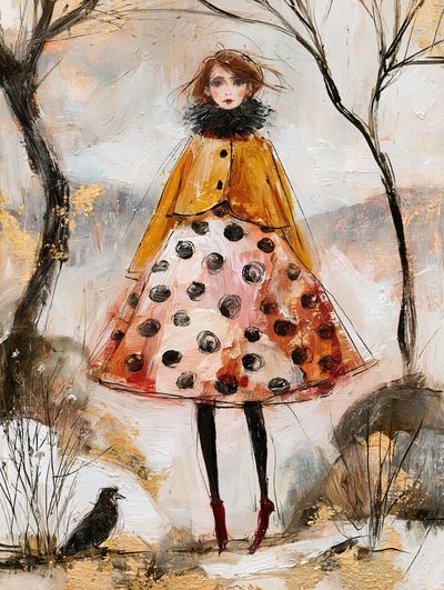 Girl in Autumn Forest Fine-Art Poster.