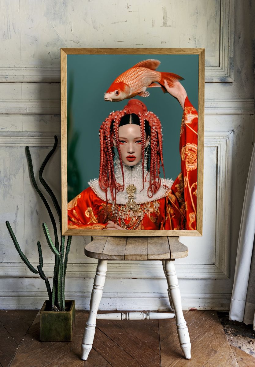 Octopus Portrait Fashion Poster. room preview
