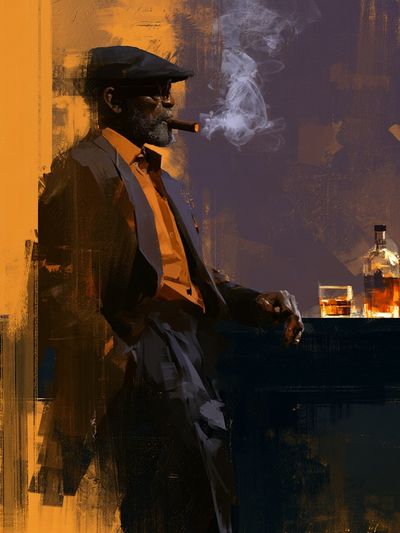 Cigar Lounge Portrait Print.