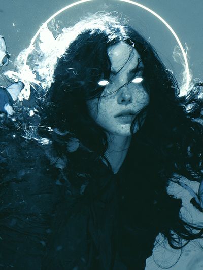 Butterfly Halo Portrait Print. poster