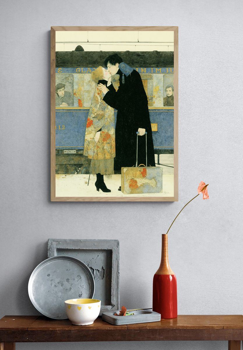 The Kiss at the Station Print. — room view 3
