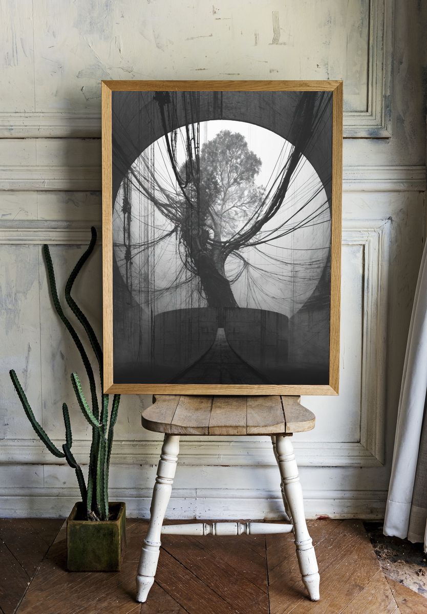 Surreal Tree Tunnel Print. room preview
