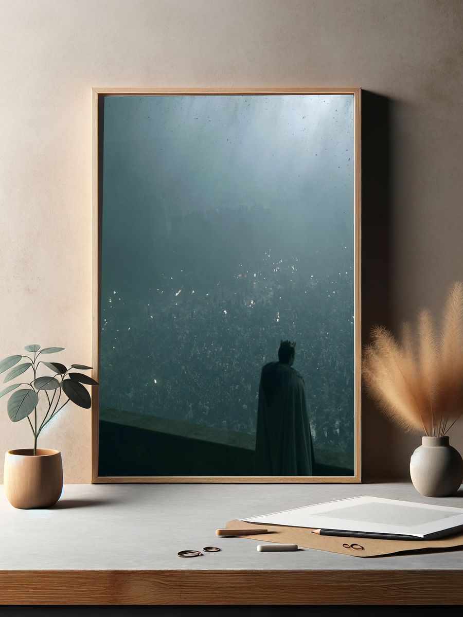 Crowned Figure in Misty Arena Print. — room view 2