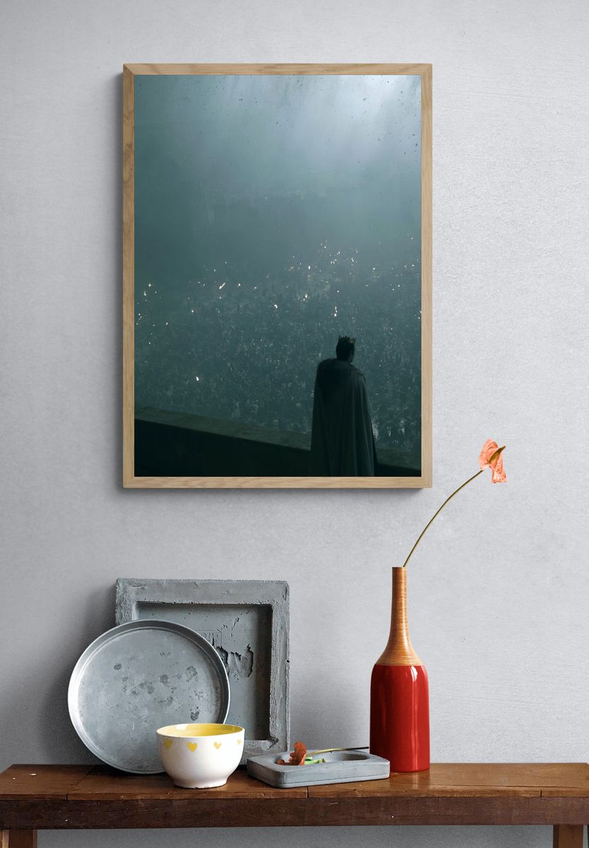 Crowned Figure in Misty Arena Print. — room view 3