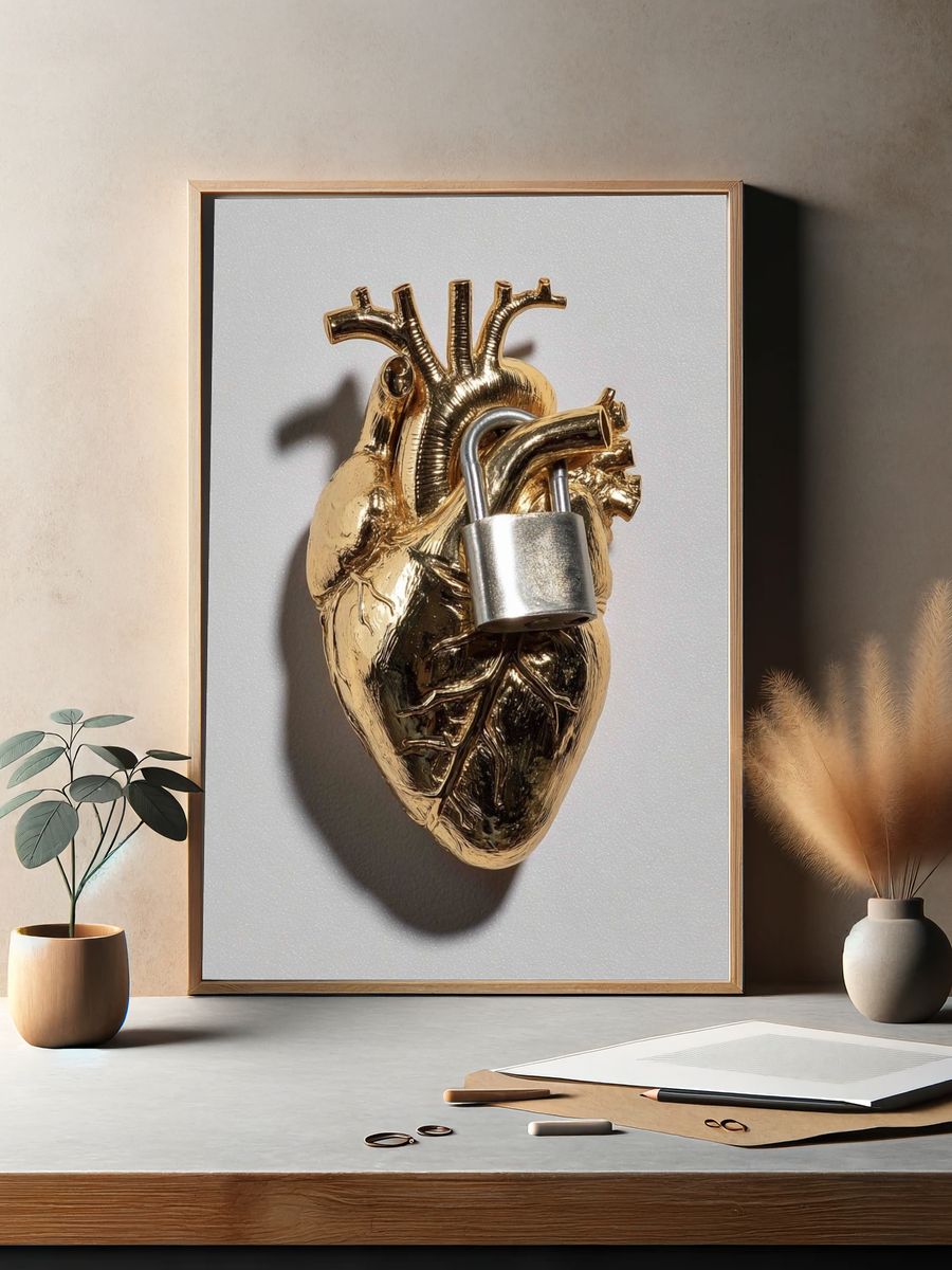 Locked Heart Surrealism Print. — room view 2