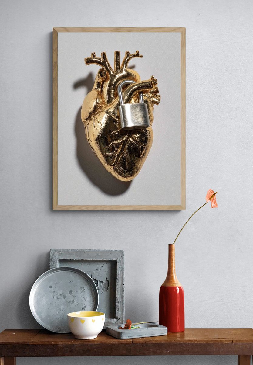 Locked Heart Surrealism Print. — room view 3