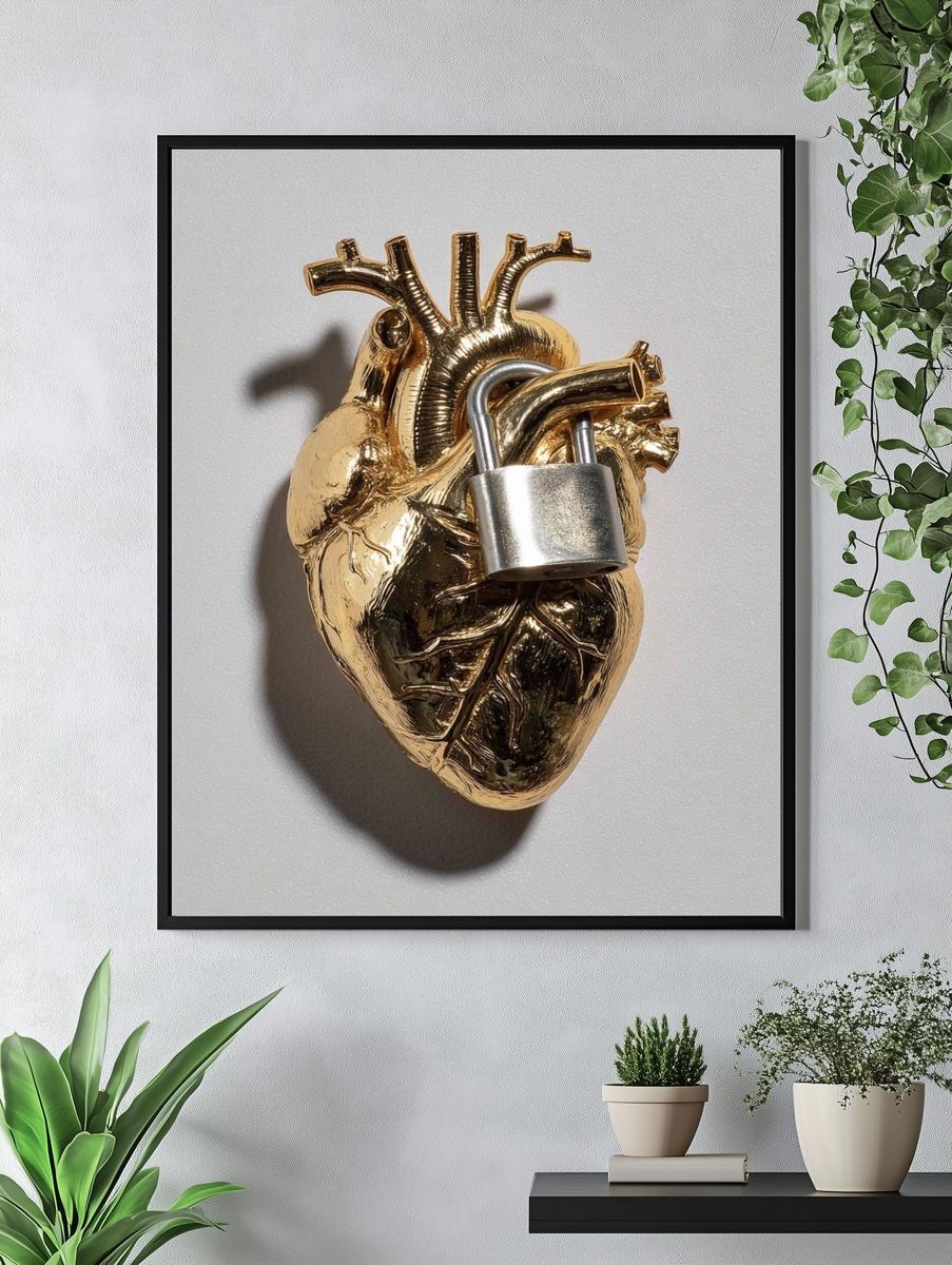Locked Heart Surrealism Print. — room view 4