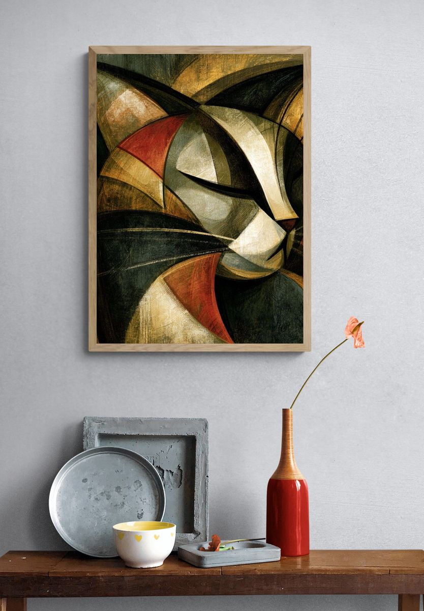 Cubist Abstract Composition Poster. — room view 3