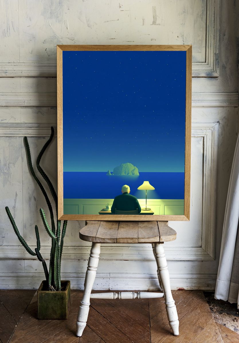 Solitary Seascape — Surrealism Print. — room view 1