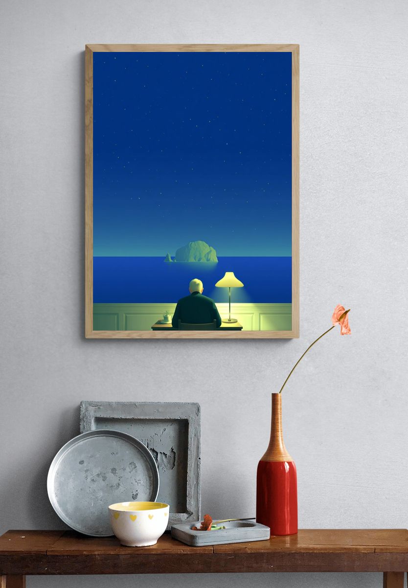 Solitary Seascape — Surrealism Print. — room view 3