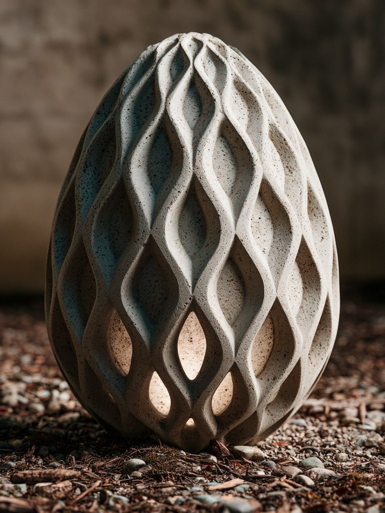 Textured Stone Egg Sculpture Print. poster detail