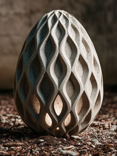 Textured Stone Egg Sculpture Print.