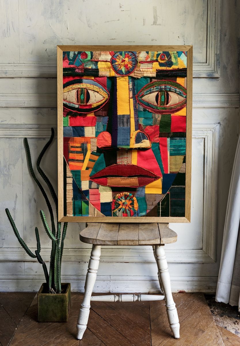 Patchwork Face Textile Poster. room preview