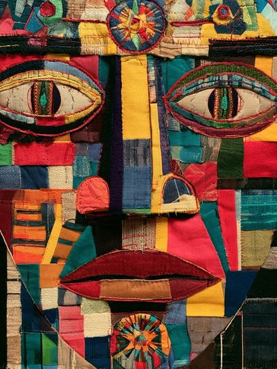 Patchwork Face Textile Poster. poster