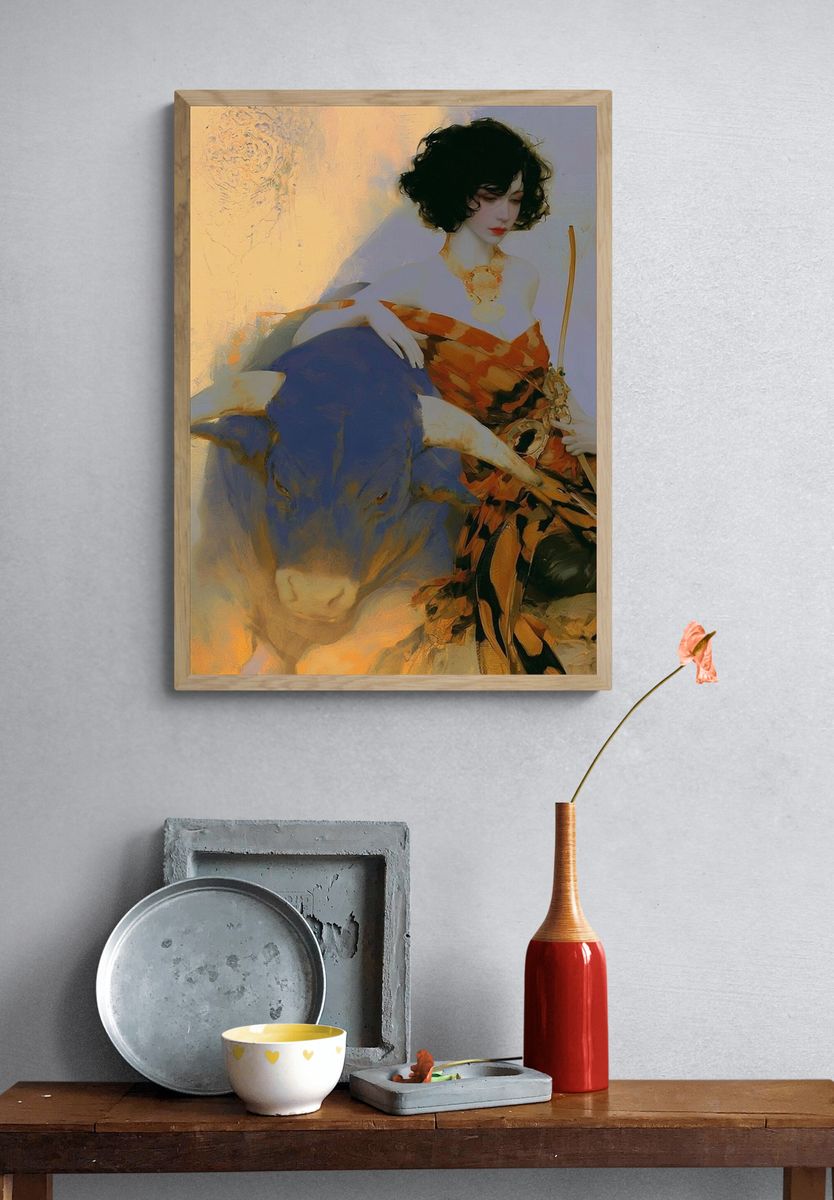 Bull Rider Surrealism Poster. — room view 3