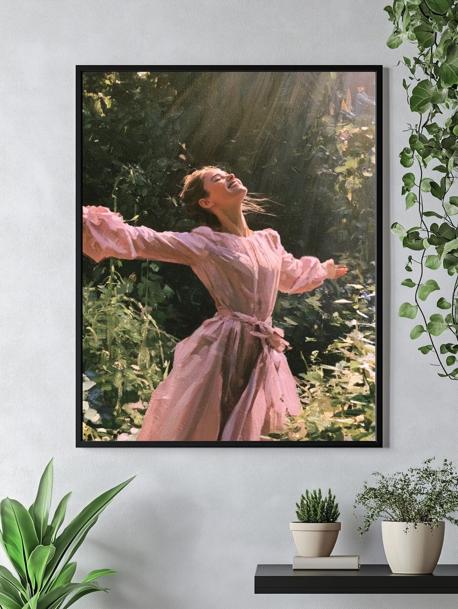 Sunlit Woman in Garden Fine-Art Poster. — room view 4