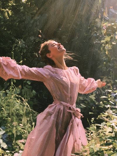 Sunlit Woman in Garden Fine-Art Poster.
