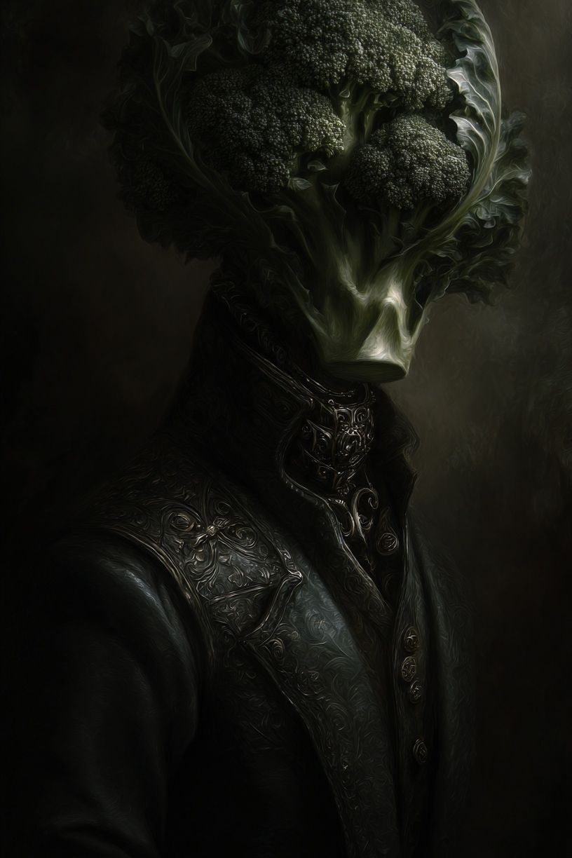 Broccoli Portrait — Surreal Print. poster — fine-art art