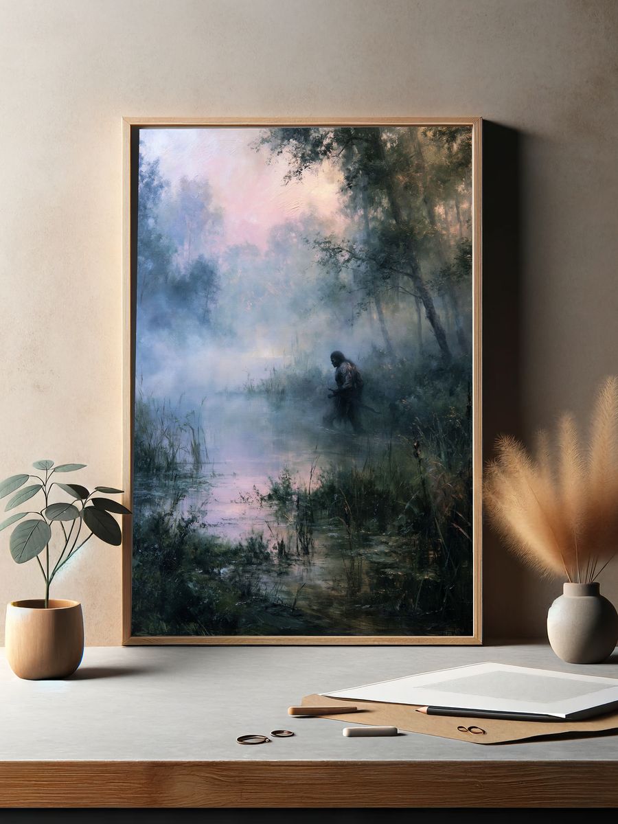 Misty Forest Warrior Fine-Art Print. — room view 2