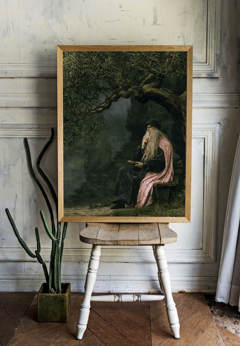 Meditative Elder in Forest Poster. room preview