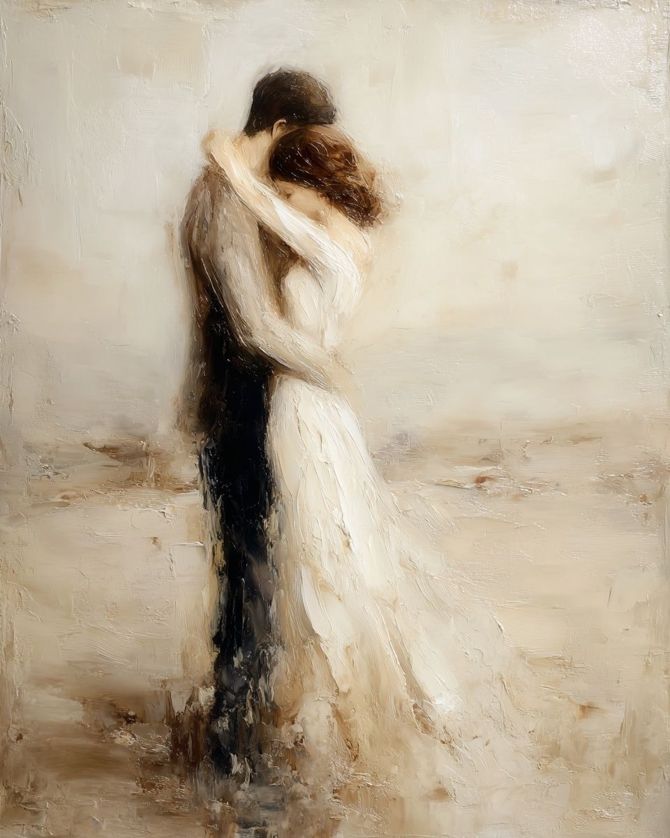 Embrace in Soft Neutral Fine-Art Poster. poster — fine-art art
