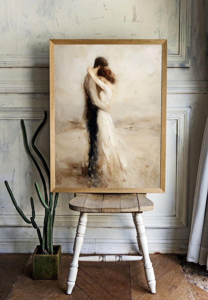 Embrace in Soft Neutral Fine-Art Poster. — room view 1
