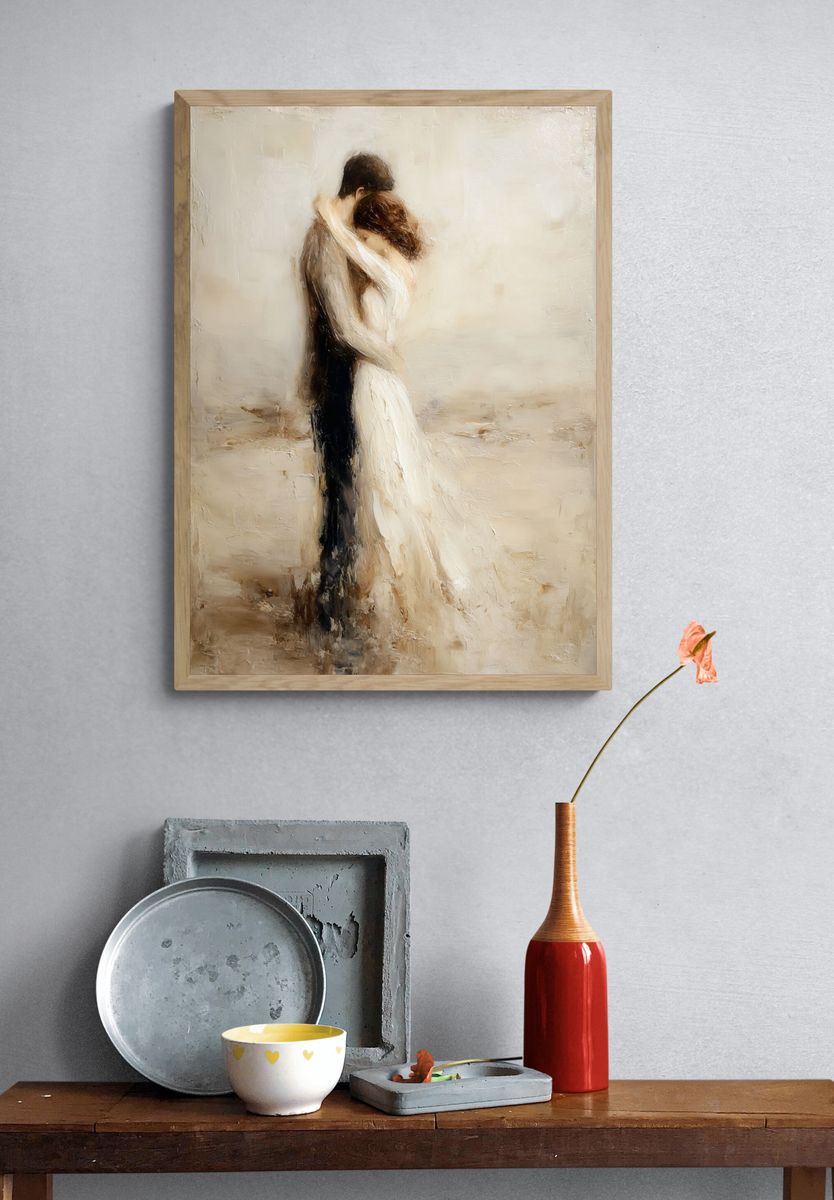 Embrace in Soft Neutral Fine-Art Poster. — room view 3