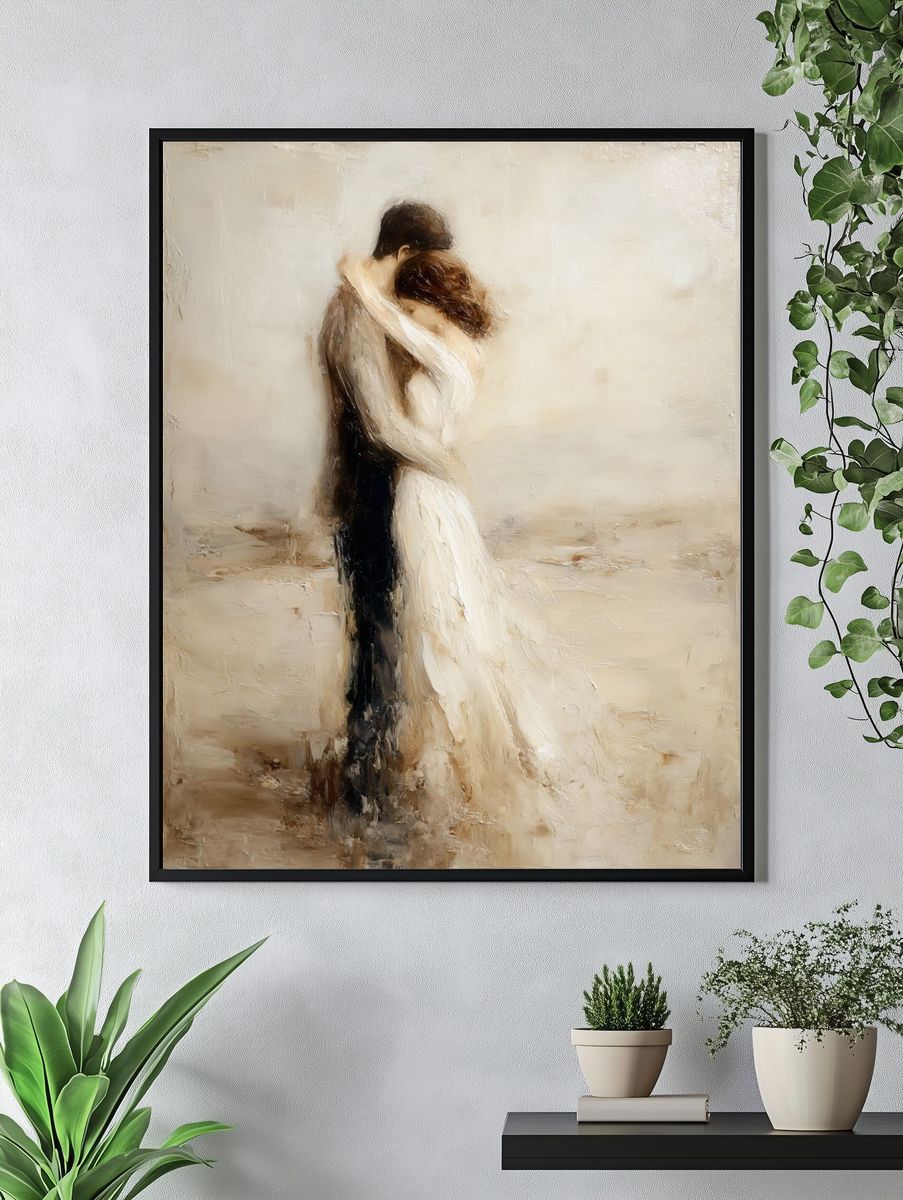 Embrace in Soft Neutral Fine-Art Poster. — room view 4
