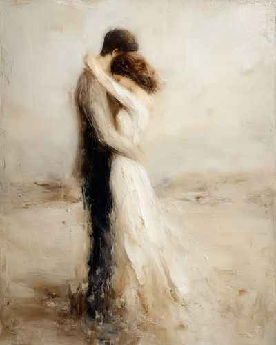 Embrace in Soft Neutral Fine-Art Poster. poster