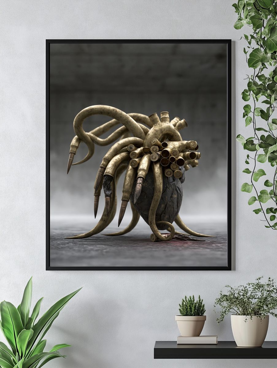 Surreal Brass Heart Print. — room view 4