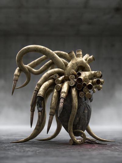 Surreal Brass Heart Print.