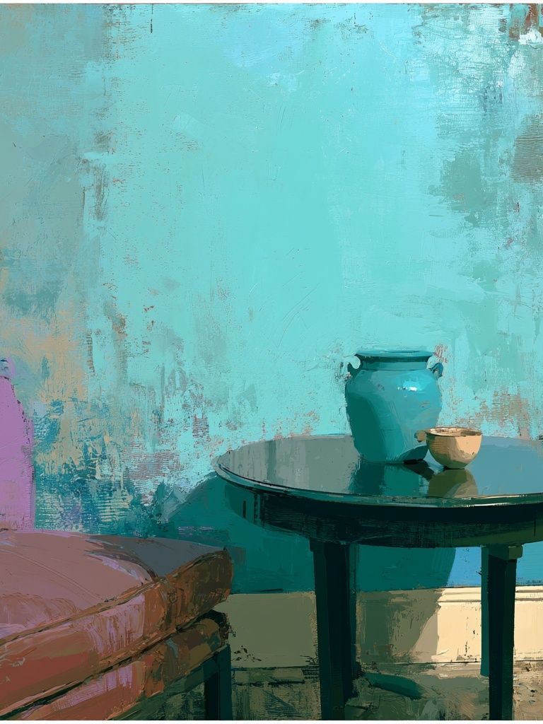 Turquoise Interior Still Life Print. poster detail