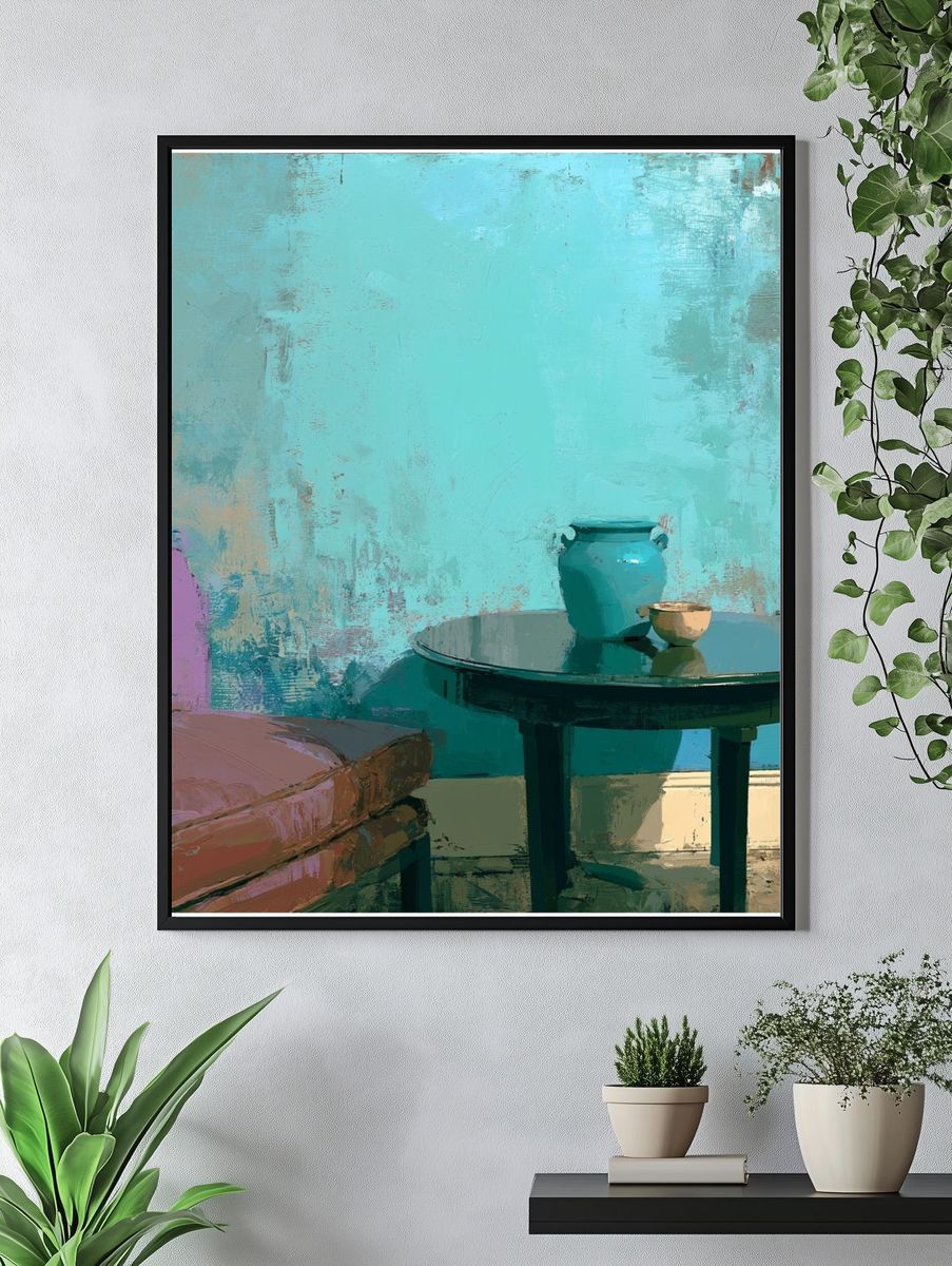 Turquoise Interior Still Life Print. — room view 4