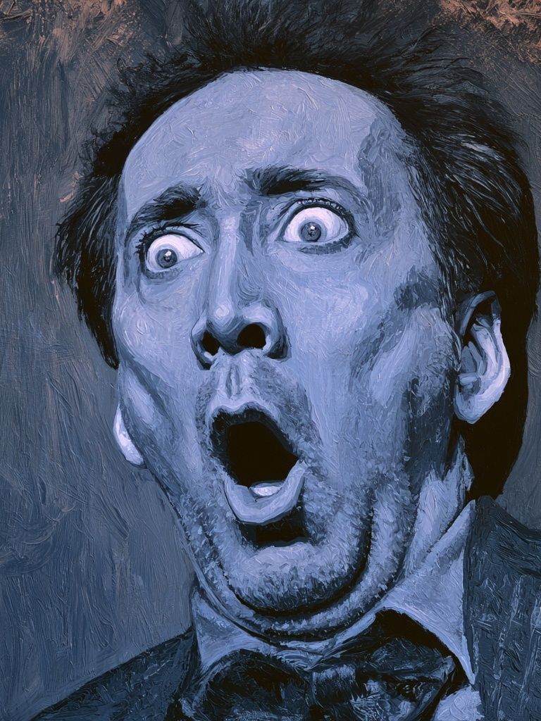 Surprised Man Portrait Print. poster — fine-art art