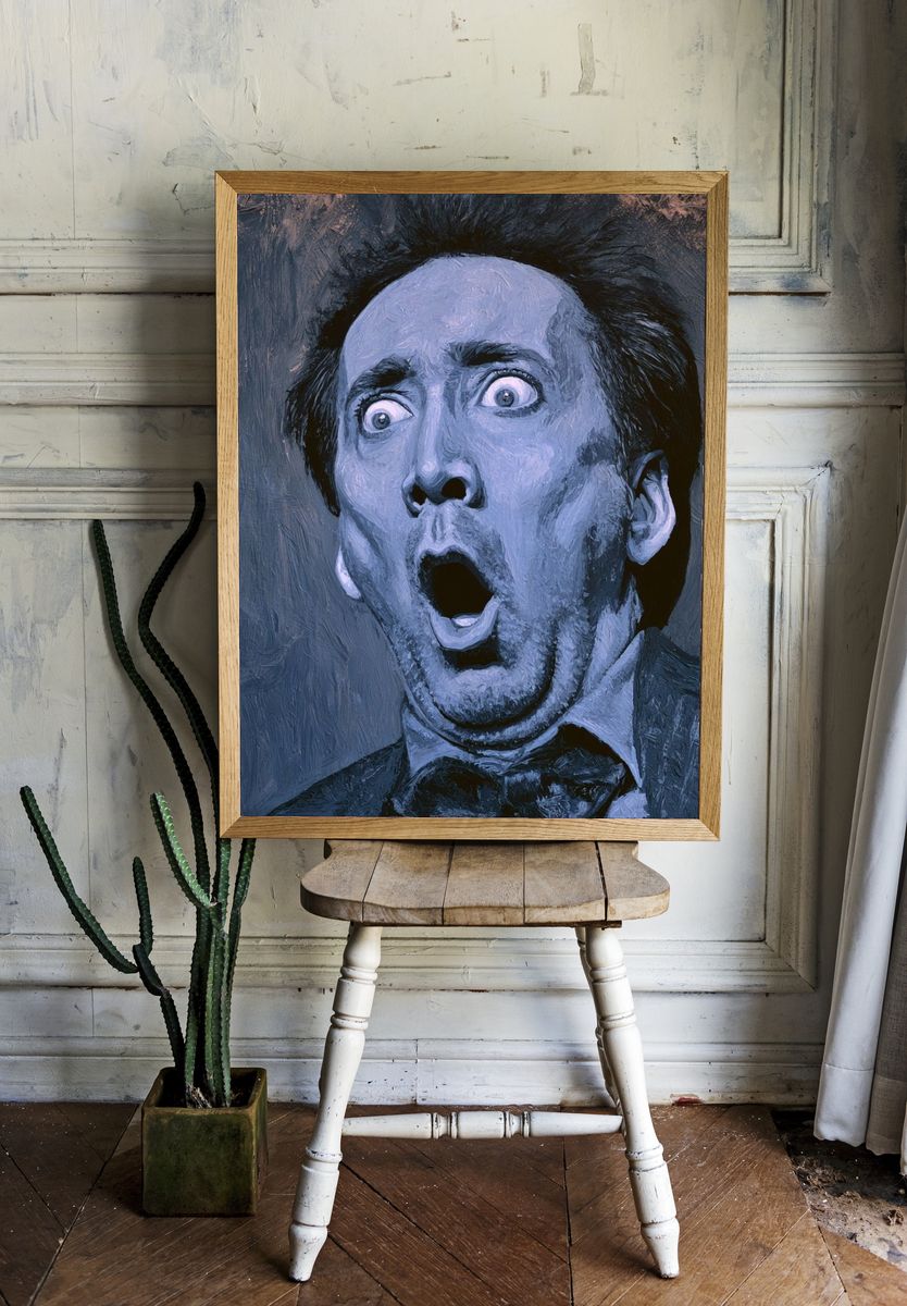 Surprised Man Portrait Print. room preview