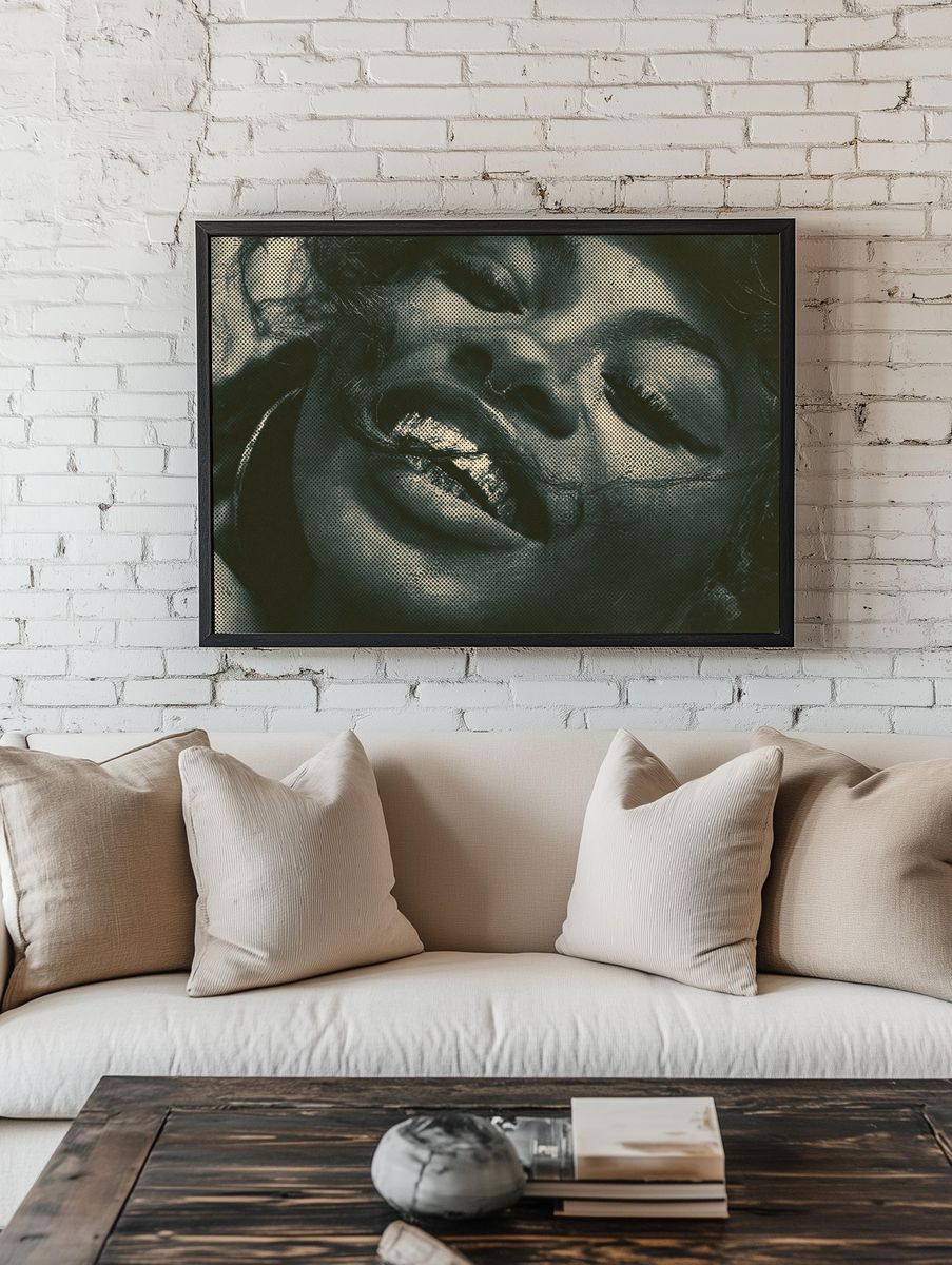 Monochrome Faces Collage Poster. — room view 1