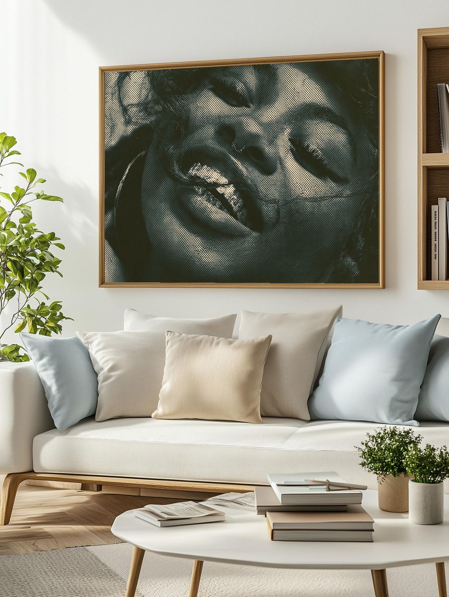 Monochrome Faces Collage Poster. — room view 2