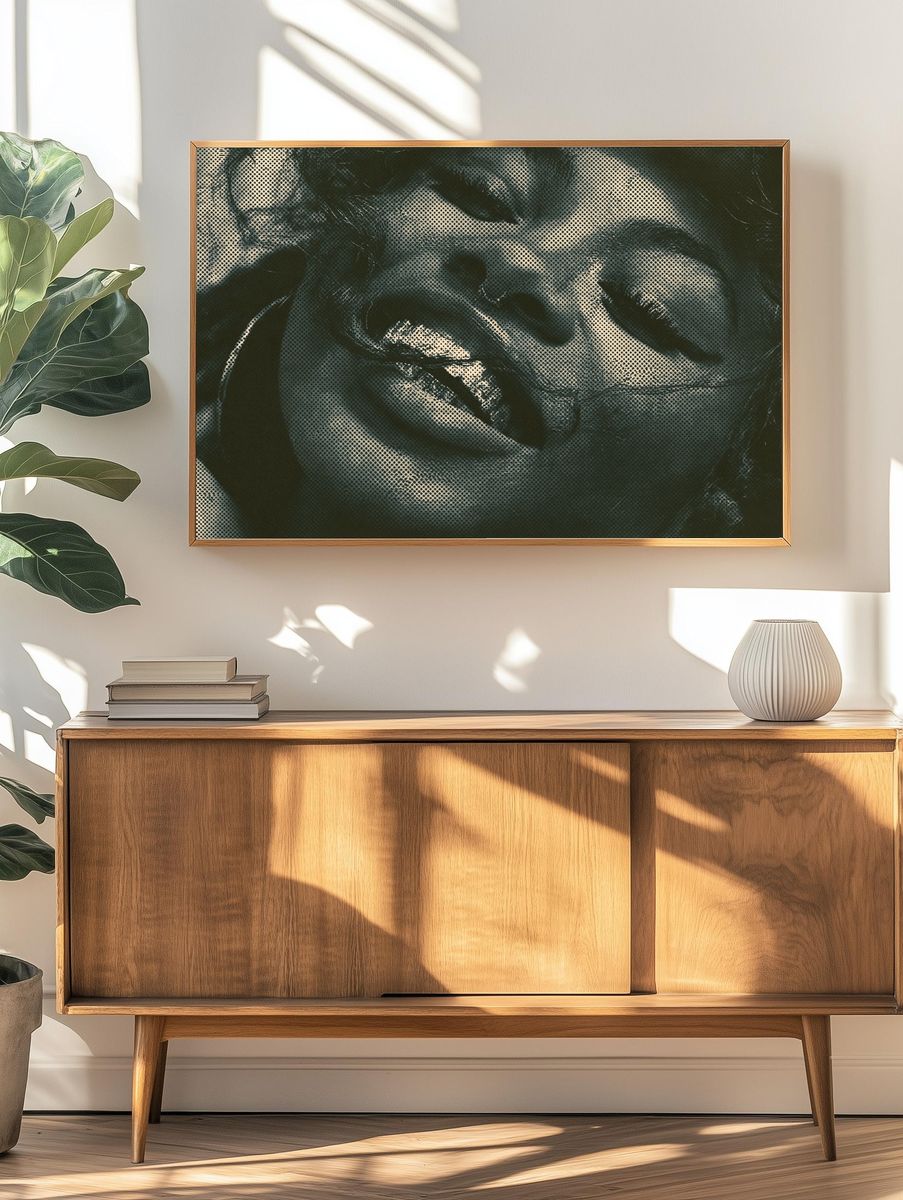Monochrome Faces Collage Poster. — room view 3